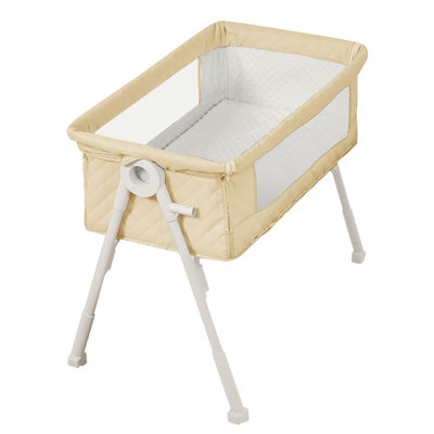 Berceau pour bébé, couchette de chevet pour bébé avec draps imperméables, 4 berceaux de chevet à hauteur réglable avec roulettes, sac de transport, kaki