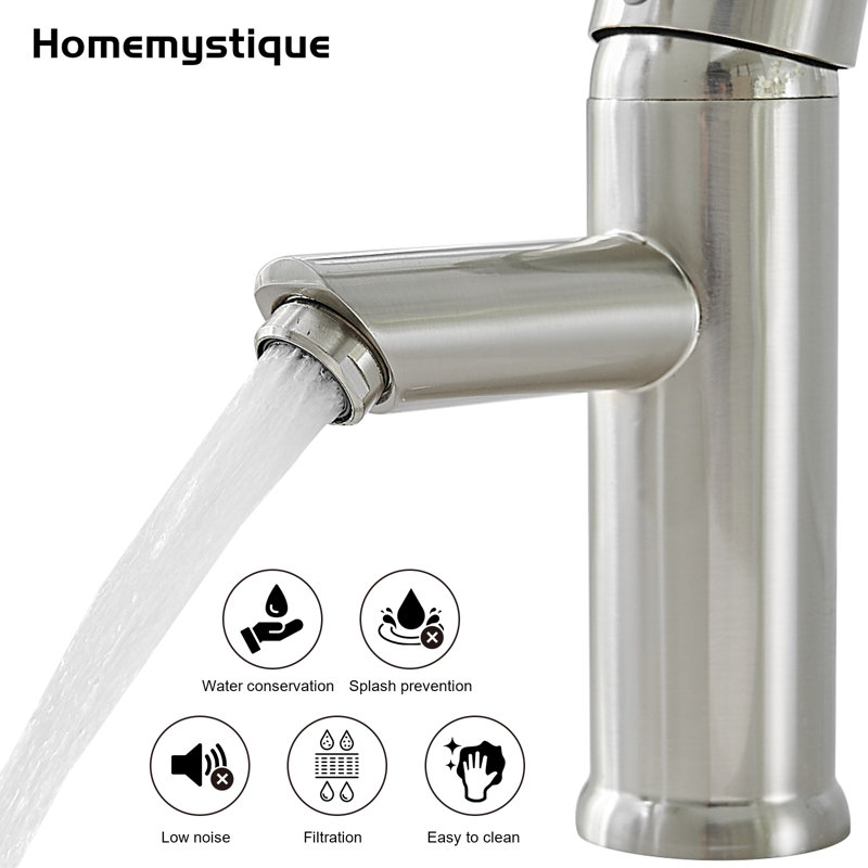 Robinet de salle de bain à un trou avec drain, Nickel