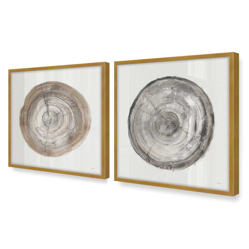 Rings of Time Duo II Set of 2 Canvas Prints in a Polished Gold Frame, 12" x 12", Polished Gold Framed, 13.5" H x 27" W