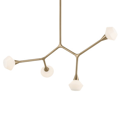 Convertible Modern Adjustable Chandelier with Opal Glass