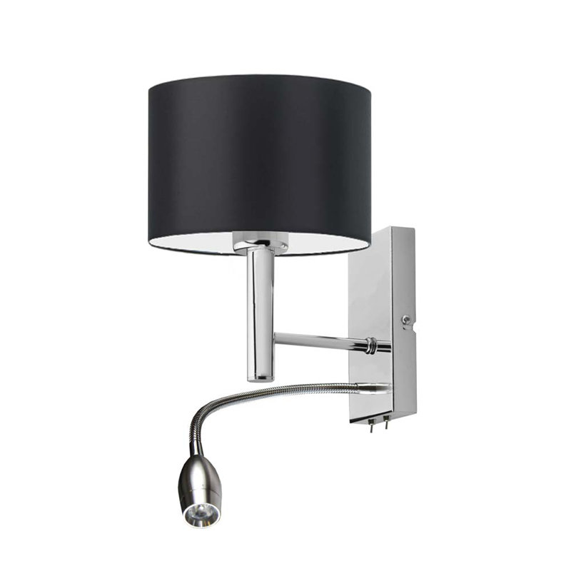 Audreana Steel LED Armed Sconce, Chrome, Black