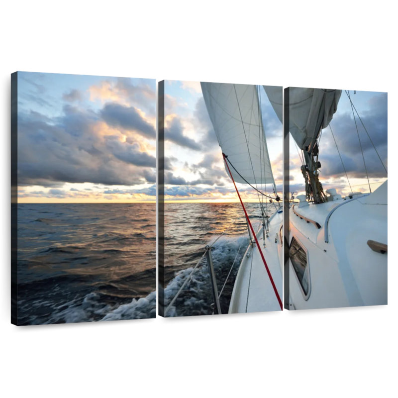 Senne naviguant en pleine mer, H 24 po x l 38 po