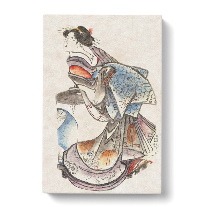 Geisha Sketch by Katsushika Hokusai - Wrapped Canvas Painting, 50cm H x 35cm W x 3cm D