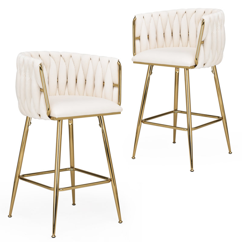 Kristyn Upholstered 25.6'' Counter Stool With Metal Frame, Beige