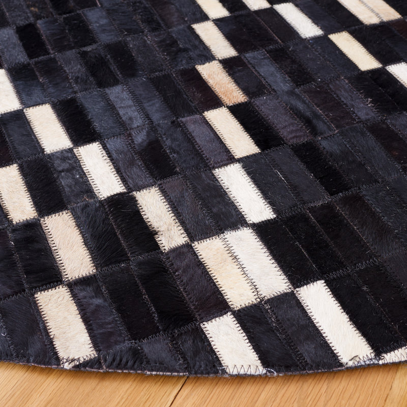 Tapis argyle en cuir Studio, Rond 6 pi