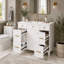 Meuble-lavabo 36 po avec lavabo en céramique, cadre en bois massif blanc, portes à fermeture douce, tablettes réglables, 3 tiroirs, y compris un tiroir à double profondeur pour le rangement du sèche-cheveux-518526663