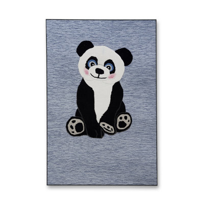 MOSSO Gray Cat Motif Washable Woven Backing Area Rug