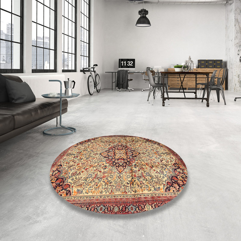 Tapis oriental beige, Rond 7 pi