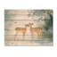 Cerf au bord de la rivière II - impression moderne en bois bleu sur bois de pin naturel-756773978