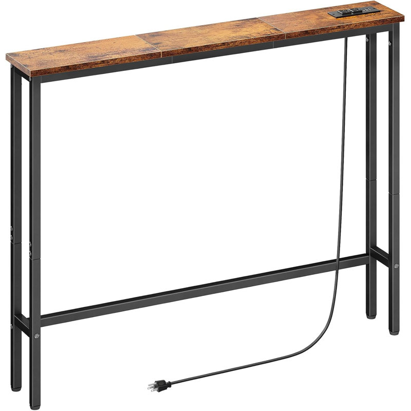 Narrow Console Sofa Table With Built-In Power Outlets And USB Ports, Behind Couch Table With Charge Station And Extension Cord For Living Room