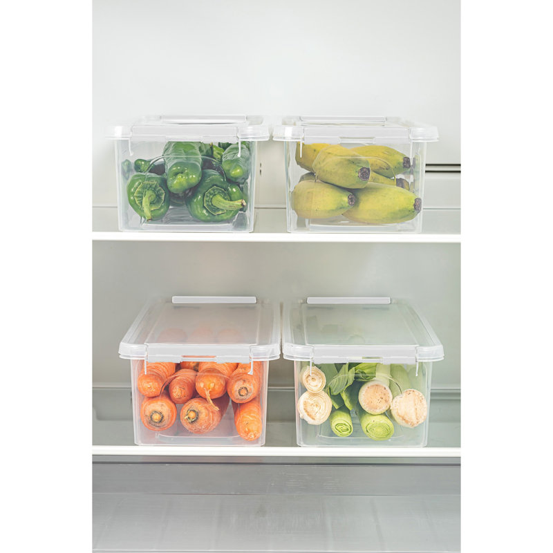 Ensemble de boîte de rangement durable (4 pièces), plastique transparent, 5,5 x 14,2 x 3,5 pouces | 100% sans BPA, va au lave-vaisselle | Idéal pour organiser les fournitures de cuisine, de bureau et d'artisanat, ce qui permet d'économiser de l'espace