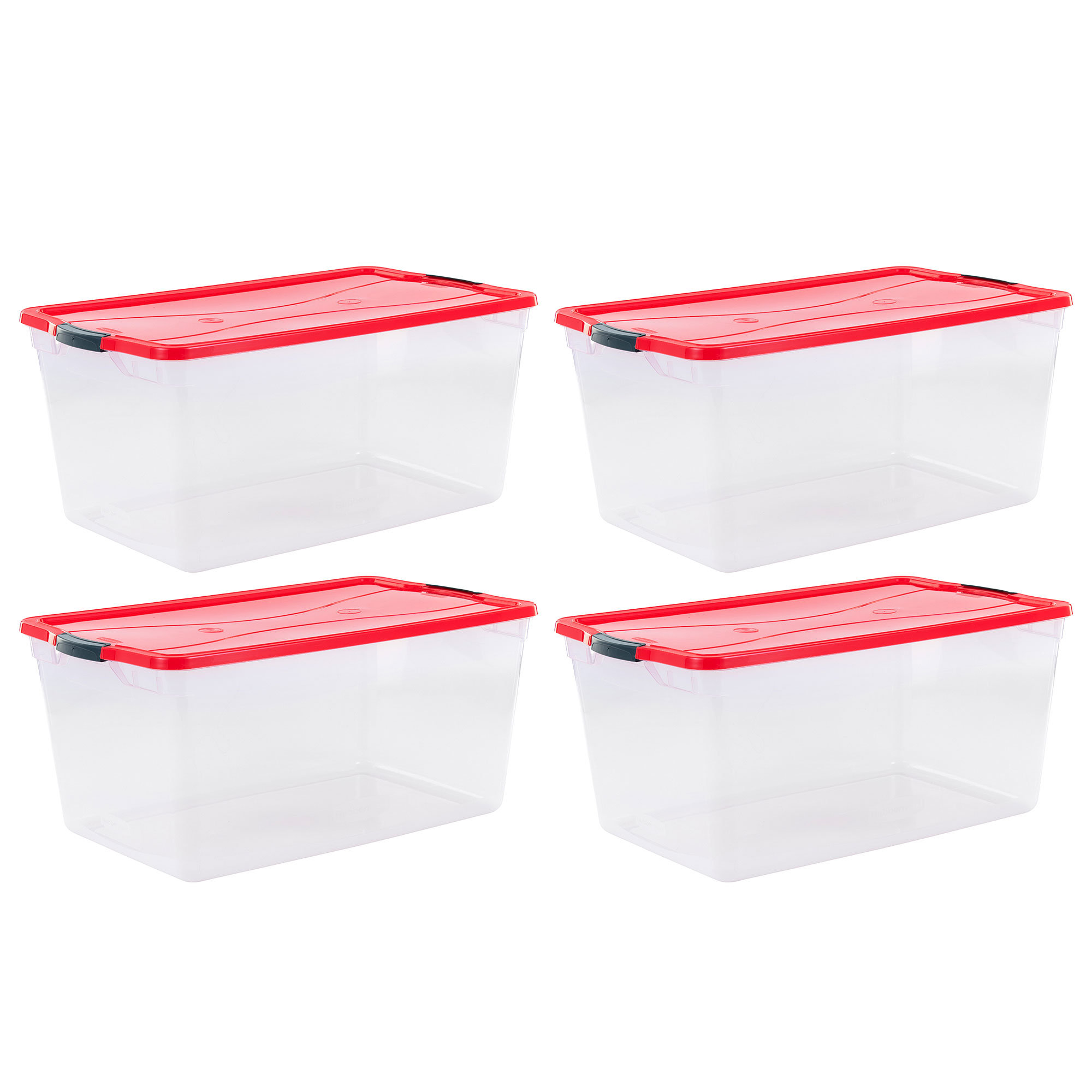 Rubbermaid 41 qt. Cleverstore Latching Stackable Storage Tote, Clear (4-Pack)