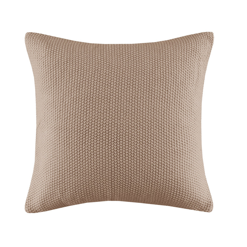 Brown Knit Polyester Euro Pillow Cover with Hidden Zipper