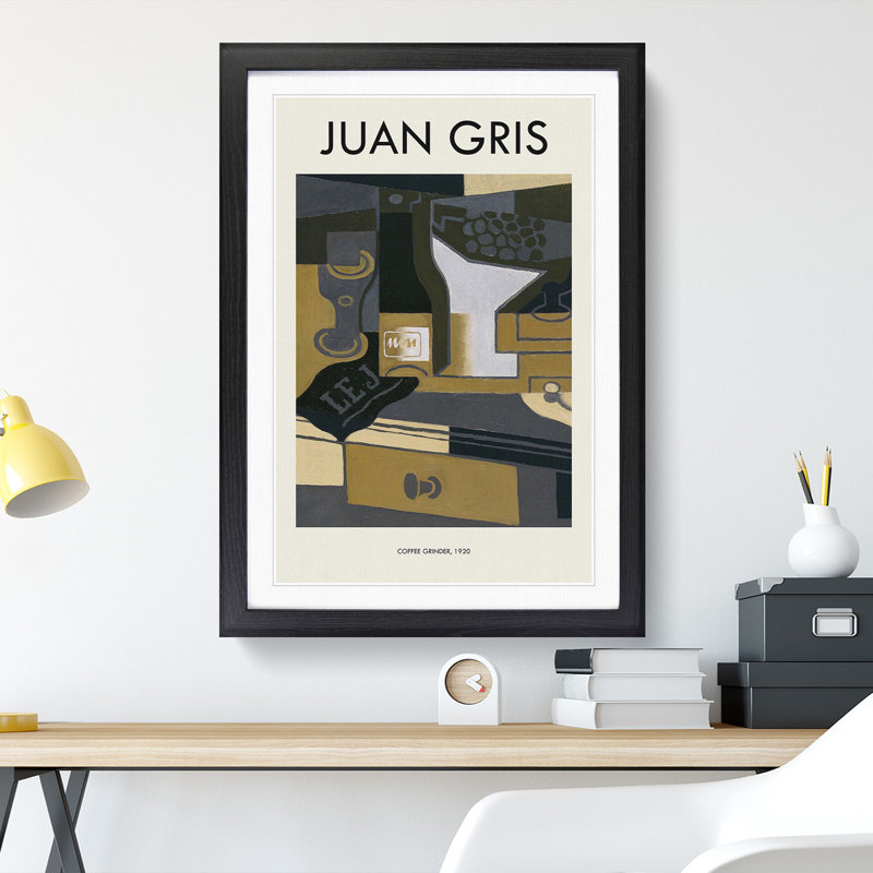 The Moulin Cafe by Juan Gris - Picture Frame Painting, 65cm H x 48cm W x 2cm D, Black Framed