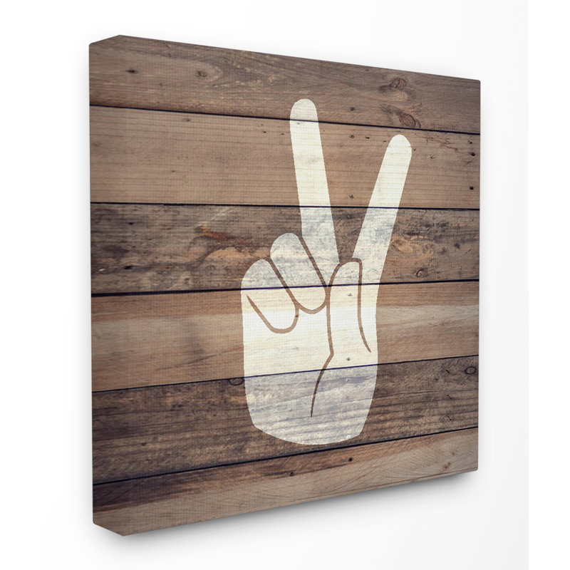 «Peace Hand», reproduction d'impression, H 12 po x l 12 po, Plaque murale