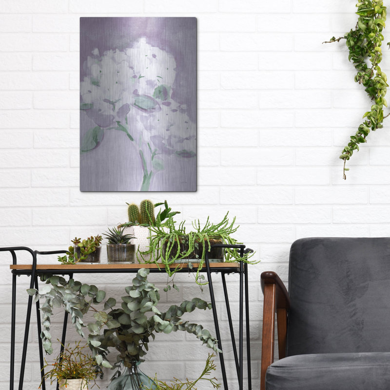 «Elegant Hydrangea Purple» par Katrina Pete, art mural en métal, 24 po x 36 po, H 16 po x l 12 po