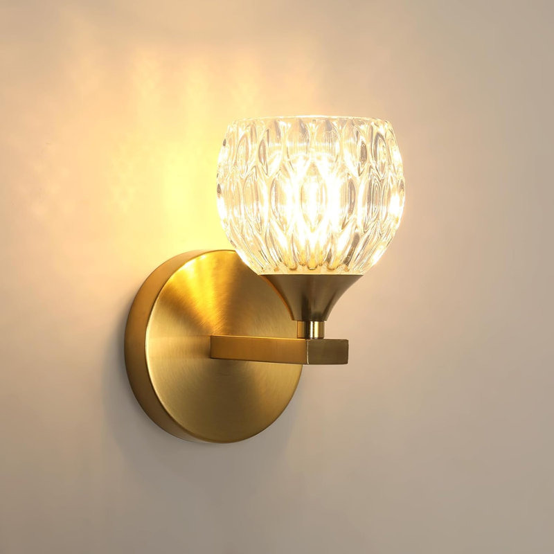 Modern Minimalist 19Cm Gold Base Glass Wall Sconce