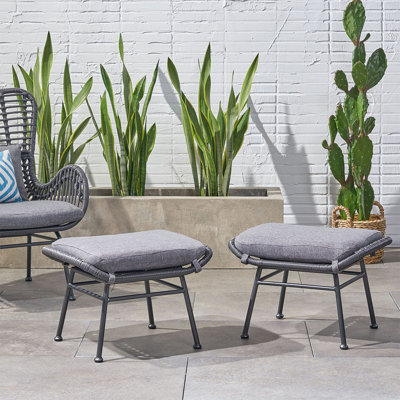 Ensemble de 2 repose-pieds d'extérieur avec coussin