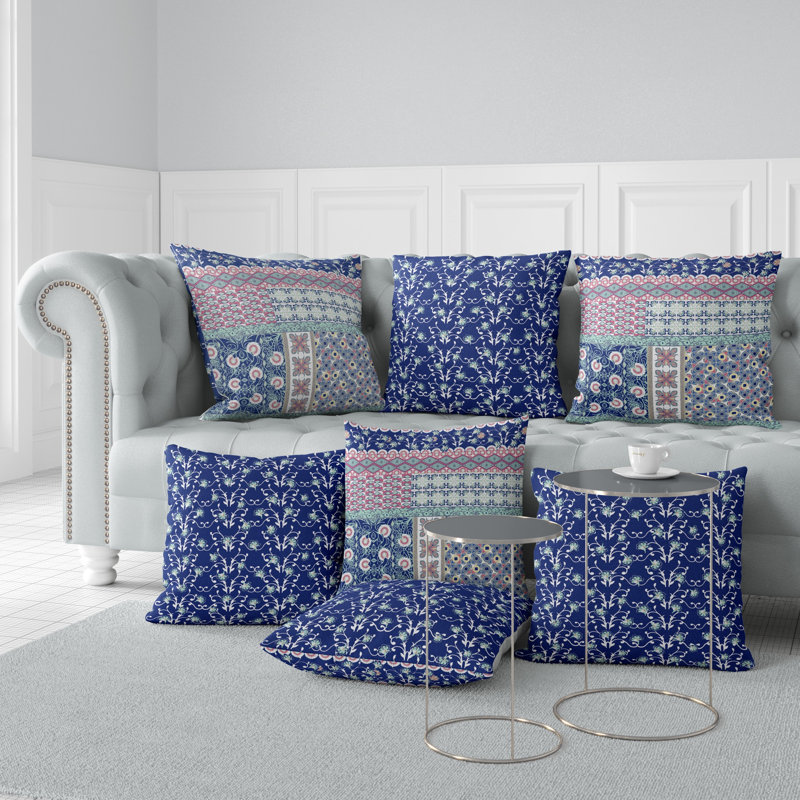 Housse et insert de coussin décoratif en polyester, 16 po x 16 po, Bleu/Gris