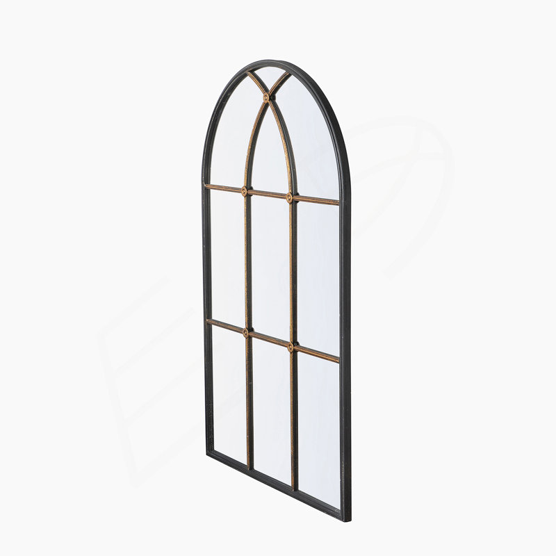 Exquisite Arched Wall Mirror With Windowpane Design, A Timeless Accent For Enhancing Home Decor Ambiance, 47" x 28.3"
