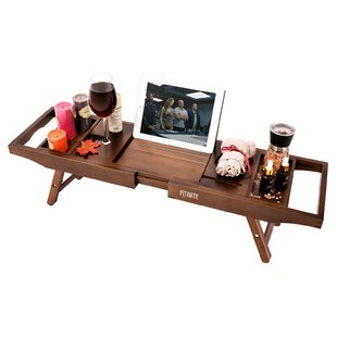 Premium Bamboo Bathtub Tray - 13Pc Bath Caddy Gift Set