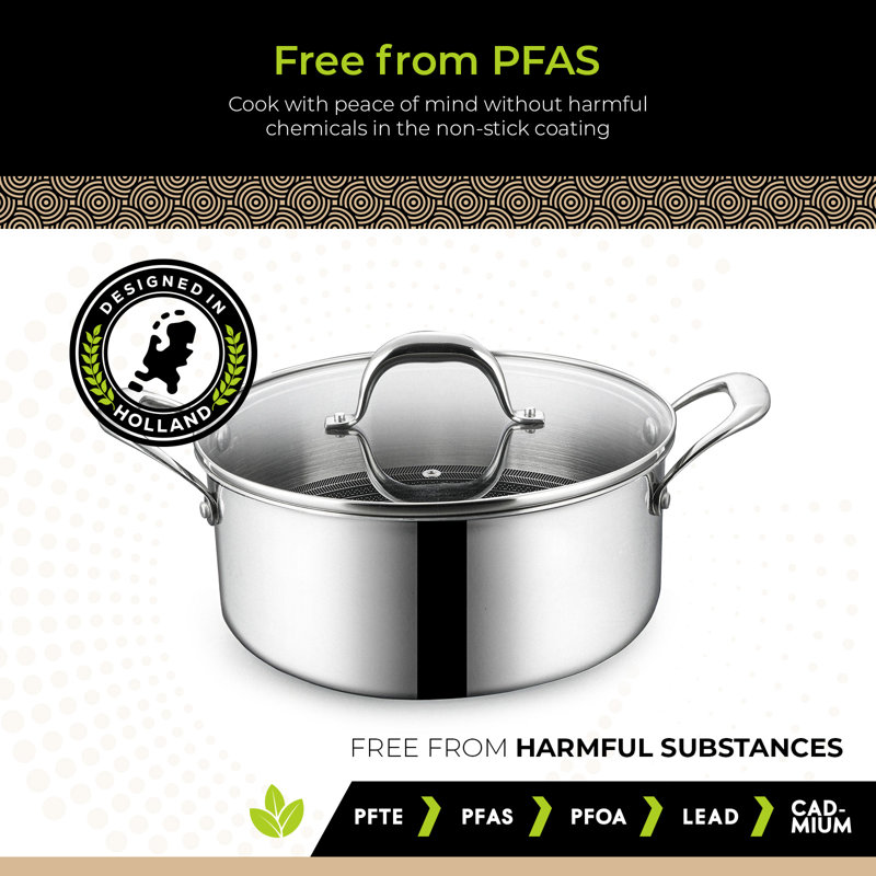 Circlad Series - Casserole de 5 pintes / 8,5 po / 24 cm avec couvercle - Circlad en acier inoxydable triplement