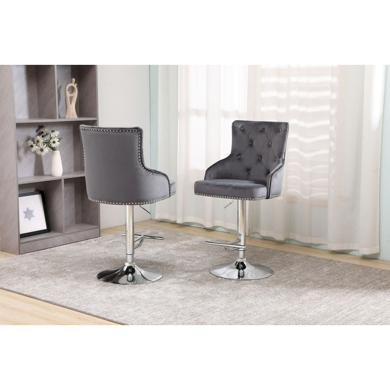 Tabouret de bar en velours noir, Gris