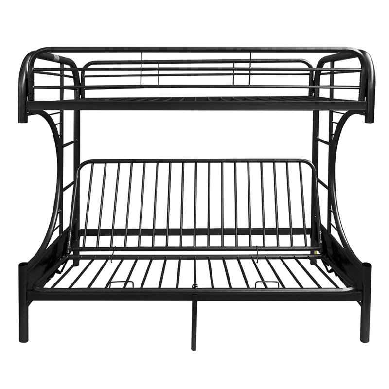 Lit superposé simple pour lit simple / très grand avec un look noir, capacité de 330 lb, largeur de siège de 80 po, profondeur de 30 po, lit à finition en métal, poids, support de lattes