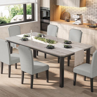 Ensemble de salle à manger 7 pièces 78,7 po avec 6 chaises rembourrées