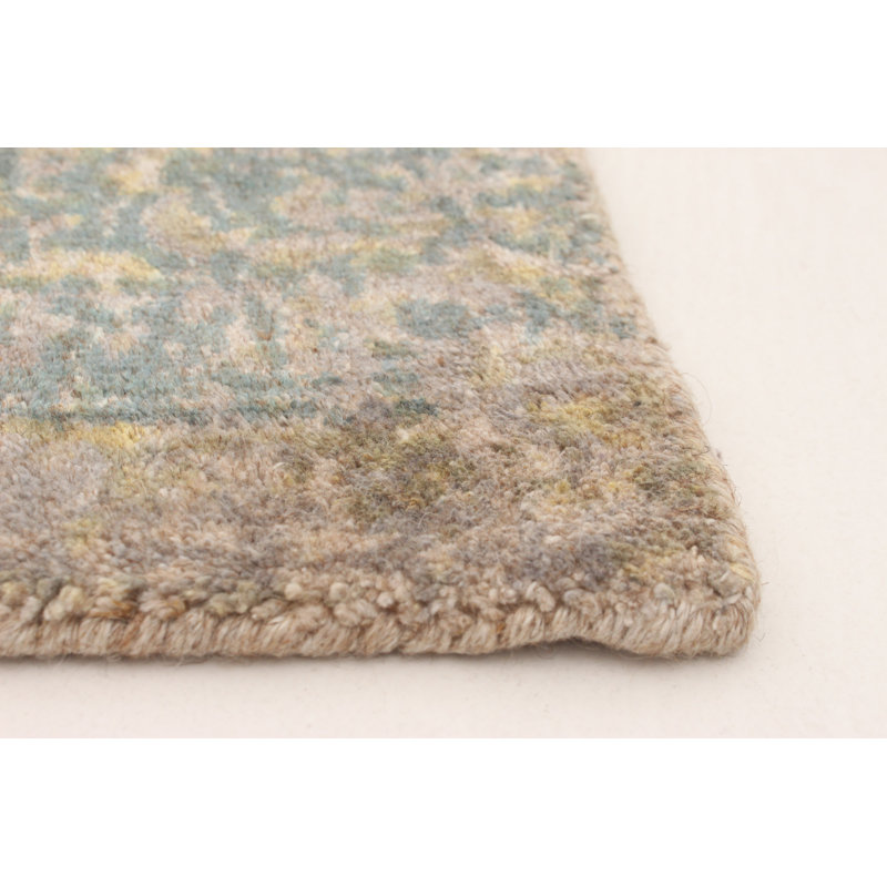 Tapis beige en laine noué à la main de conception unique nouvel âge 5 pi 2 po x 7 pi 8 po Helwart