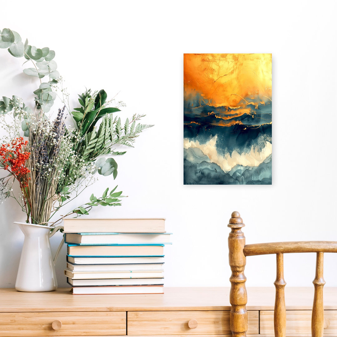 Vibrant Ocean Abstract Abstract Dramatic Modern Coastal Nature Wall Art Print