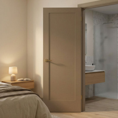 Portes Milette - 1 panneau shaker prémachiné en apprêt blanc | Porte intérieure pleine |Conçue et fabriquée au Canada