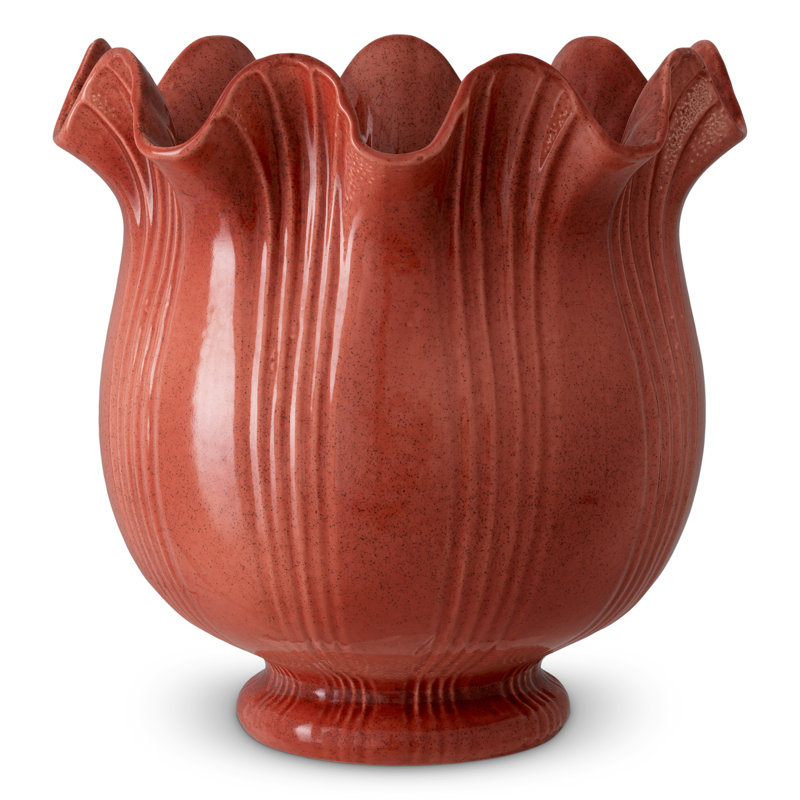 Vase Tulipa Ceramic, Coral Red