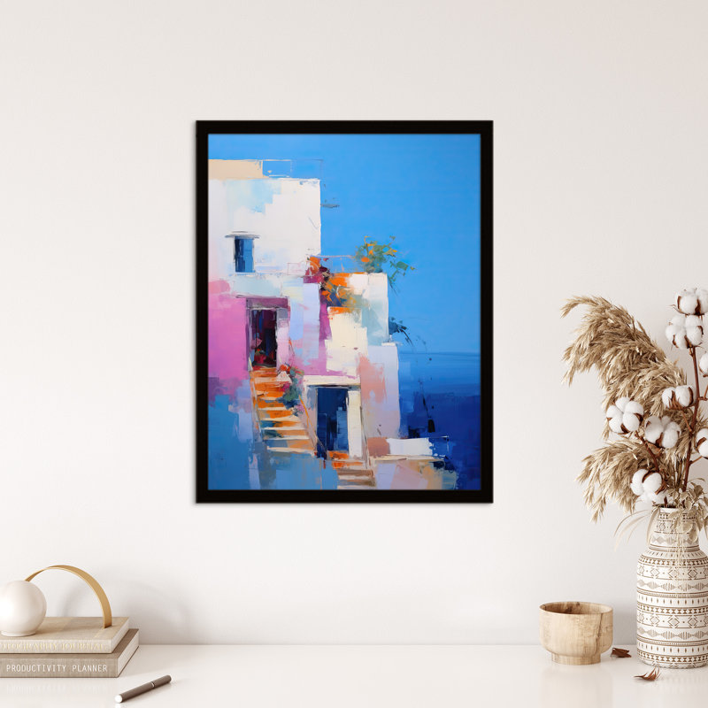 Italian Daydream Abstract Oil Blue Pink Orange - Single Picture Frame Print