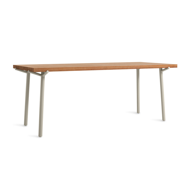 Branch Oak Solid Wood Top Dining Table, Oak, 33" W x 91" L, Gray