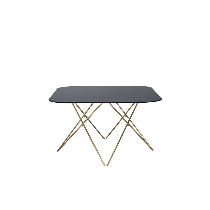 Lancaer 80cm Glass Top Console Table, Black, Brass