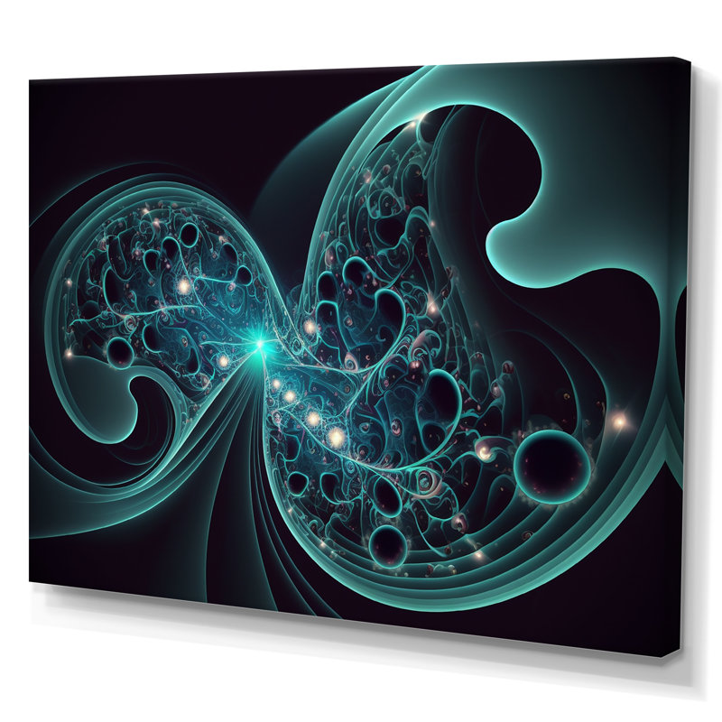 Turquoise galactique Superstring Space Harmony I - imprimé, Toile tendue, H 12 po x l 20 po x P 1 po