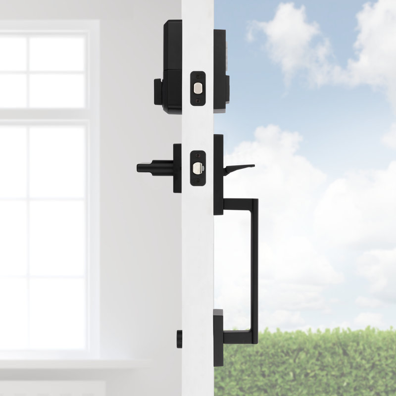 San Clemente/Halifax/SmartCode Handle With Lever And Deadbolt Reversible Entry Set, Noir mat