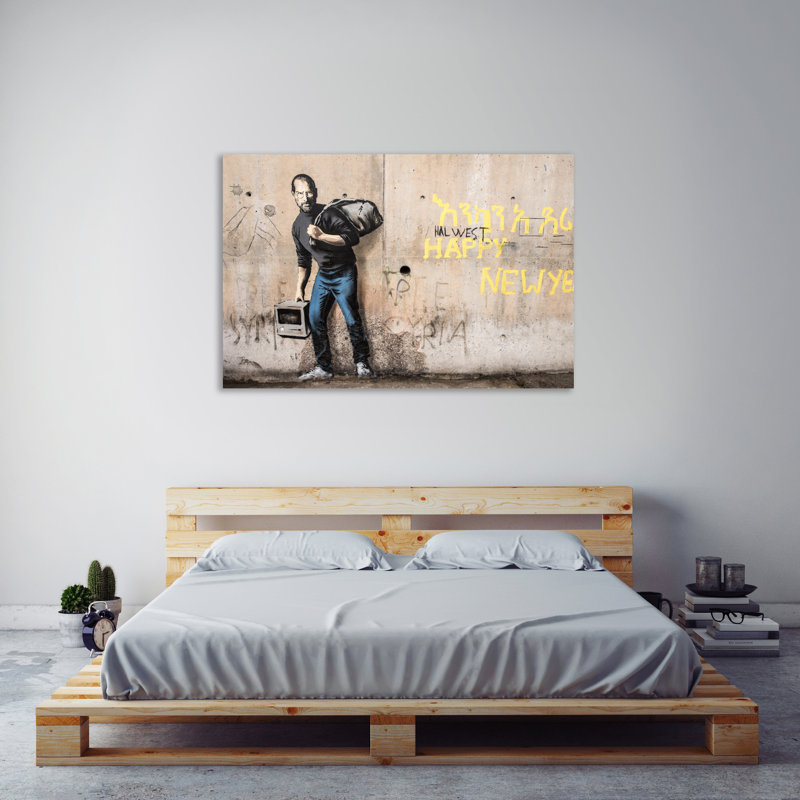 Le fils d'un émigrant syrien par Banksy, impression sur toile, H 12 po x l 18 po x P 1,5 po