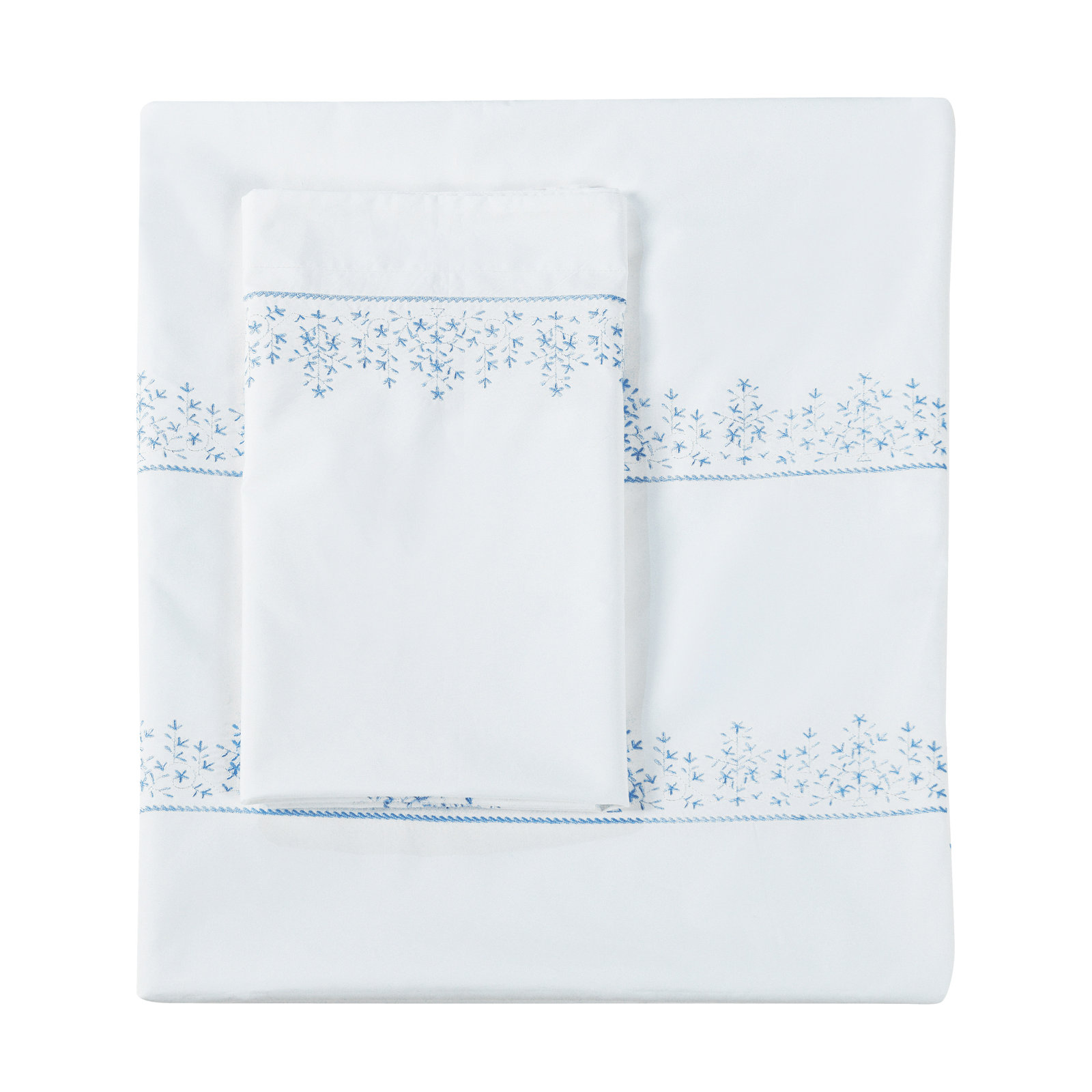 Azra Cotton Duvet Cover Set, Queen Duvet Cover + 2 Standard Shams, Blue