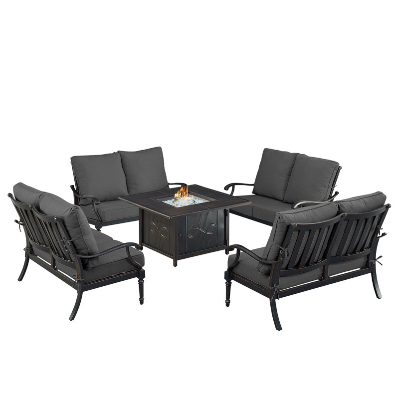 Paisha Outdoor 5 - Piece Conversation Set, Black