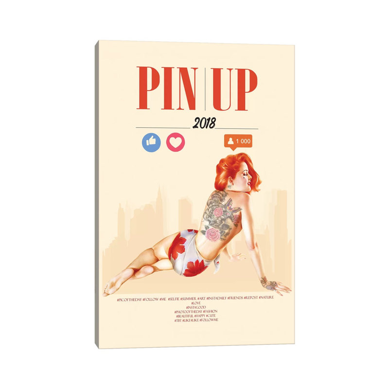 «Red Head Pin-up» par Pixy Paper, impression sur toile tendue, H 12 po x l 8 po x P 0,75 po