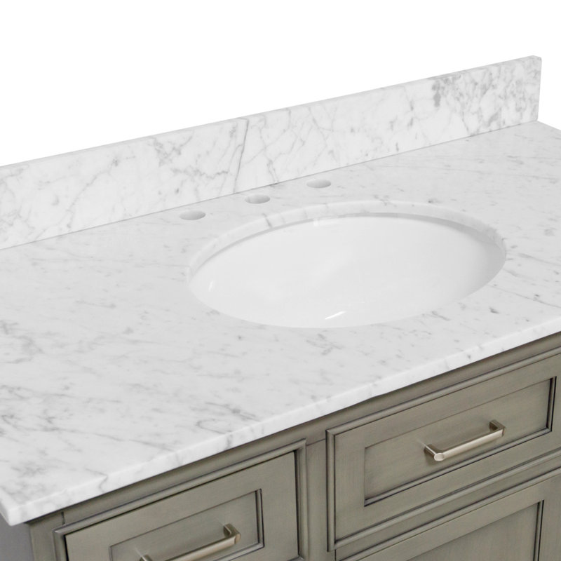 Ensemble de meuble-lavabo simple 42 po Ronnie, Marbre de Carrare, Gris patiné