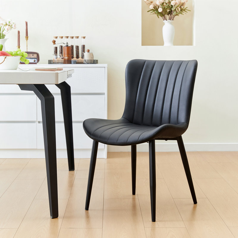 Chaises de salle à manger rembourrées en similicuir, Noir