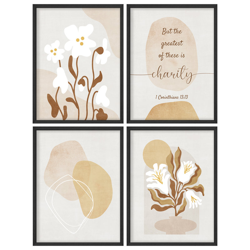 Abstrait, plante, fleur, neutre, art moderne neutre, impression encadrée, affiches, petit art mural, H 10 po x l 8 po