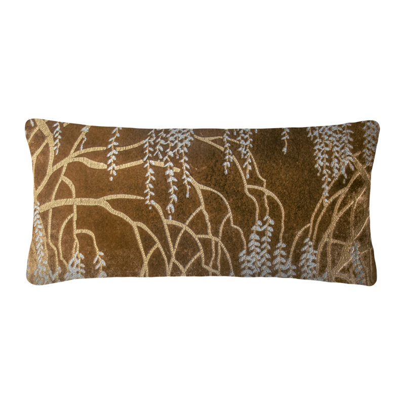 Willow Metallic Mini Rectangular Velvet Pillow Cover & Insert, Coyote Brown, Rectangle 7"H x 15"W