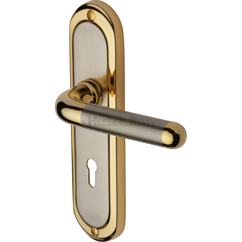 Heritage Brass Door Handle Lever Lock Vienna Design, Jupiter Split