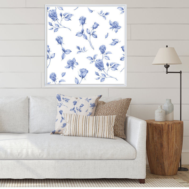 Summertime Garden Flowers English Roses - reproduction d'art sur toile à motifs, H 36 po x l 36 po x P 1 po