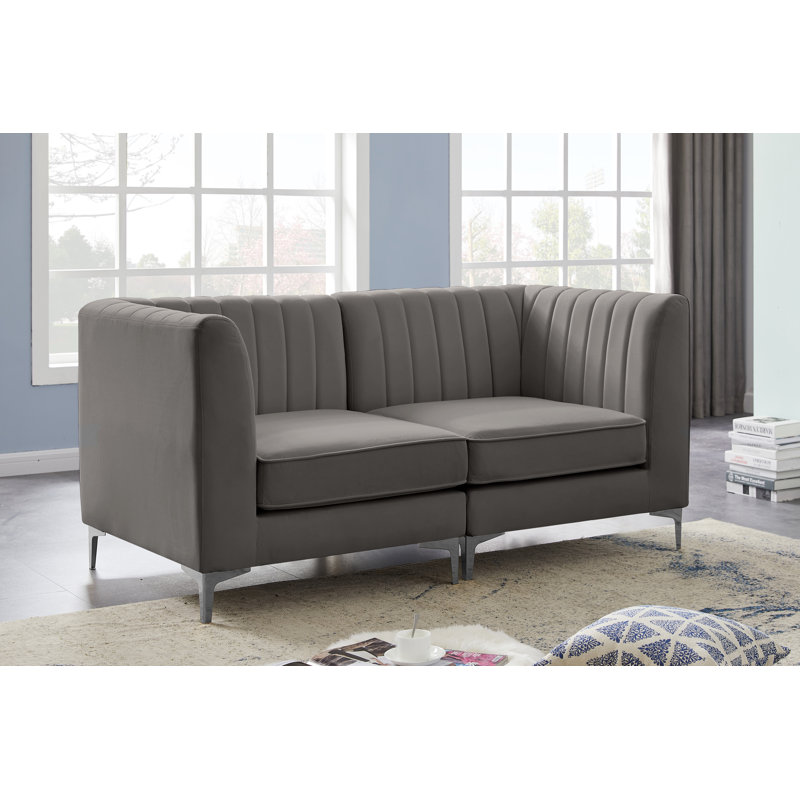 Canapé modulaire Enson, Velours gris