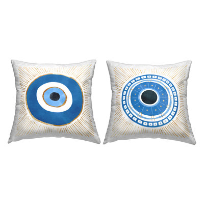 Ensemble de coussins d'extérieur 2 pièces Boho Blue Evil Eye Spiritual Symbole par Ziwei Li